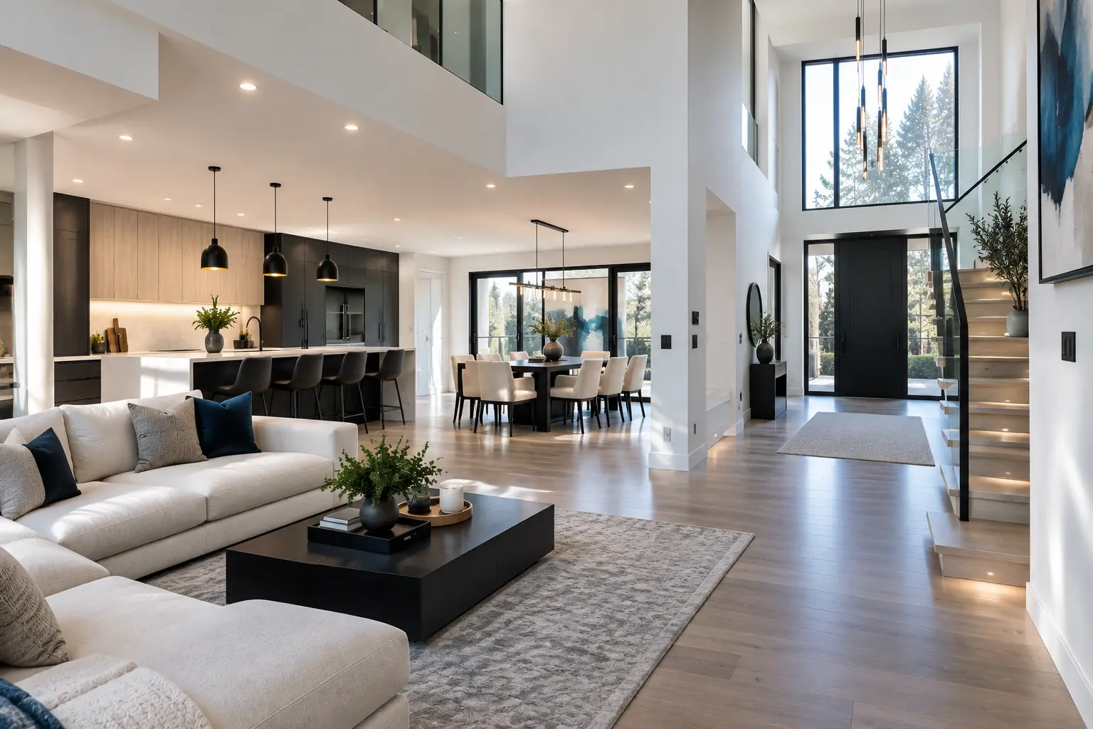 Modern sunlit living area for recurring house cleaning in Innisfil